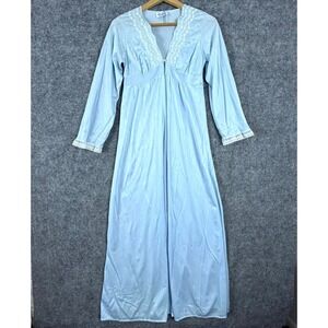Vintage Ballet New York Peignoir Robe Women Blue Lace Babydoll Elegant Sleepwear